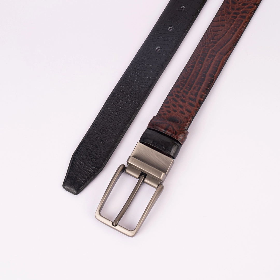 Reno Leather Moving Belt-Black & Chocolate-Belt014